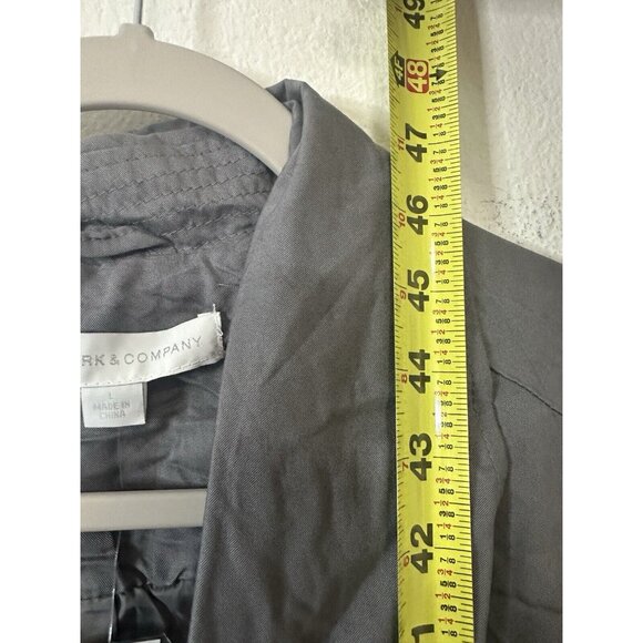 New York And Company Gray Tie Waist Lightweight Trench Coat Jacket Size Large - Picture 7 of 9